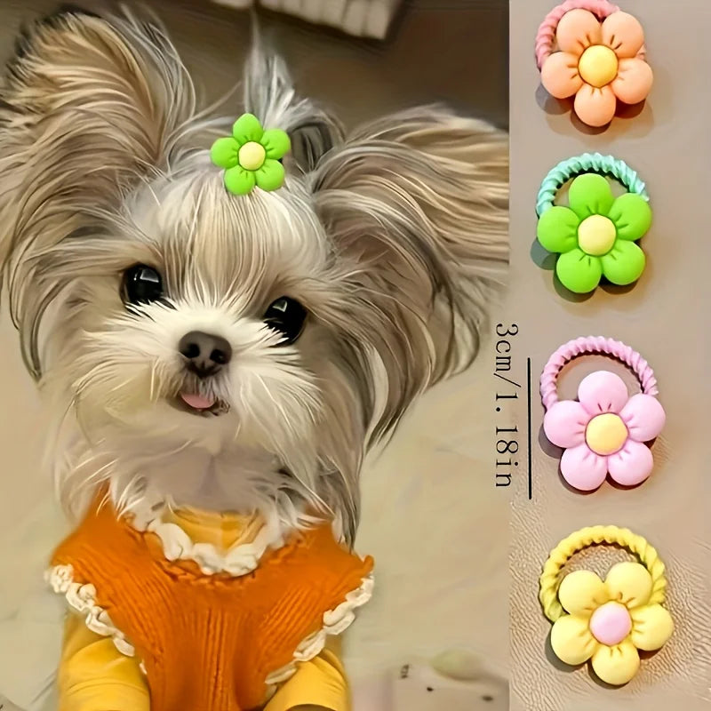 Pet Hair Accessory Set – Flowers, Bows & Cute Designs for Dogs & Cats (50/100 pcs)