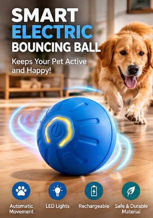 Smart Electric Bouncing Ball — Interactive Toy for Dogs & Cats